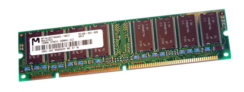 MT16LSDT1664AG-10EC7 Micron 128MB PC100 100MHz non-ECC Unbuffered CL2 168-Pin DIMM Memory Module