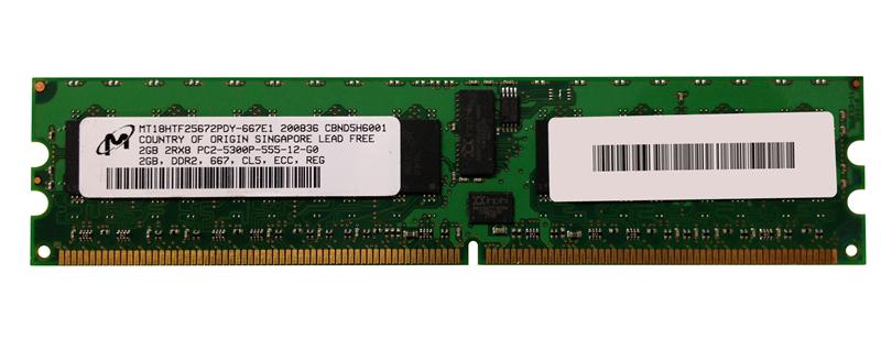 MT18HTF25672PDY-667E1 Micron 2GB PC2-5300 DDR2-667MHz ECC Registered CL5 240-Pin DIMM Dual Rank Memory Module