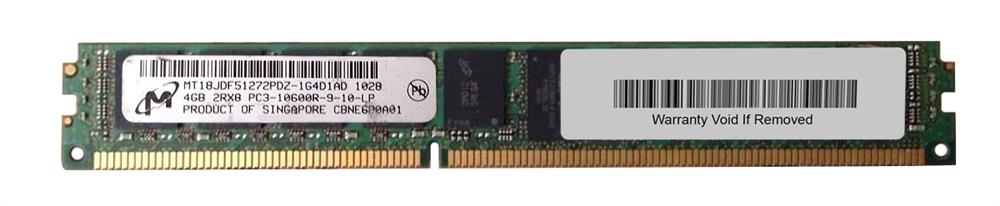 MT18JDF51272PDZ-1G4D1 Micron 4GB PC3-10600 DDR3-1333MHz ECC Reigstered CL9 240-Pin DIMM Very Low Profile (VLP) Dual Rank Memory Module