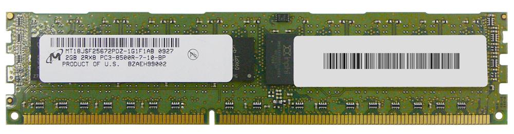 MT18JSF25672PDZ-1G1F1 Micron 2GB PC3-8500 DDR3-1066MHz ECC Registered CL7 240-Pin DIMM Dual Rank Memory Module