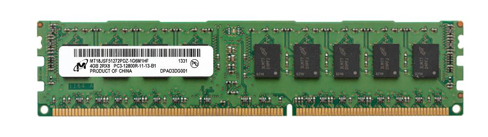 MT18JSF51272PDZ-1G6M1HF Micron 4GB PC3-12800 DDR3-1600MHz ECC Registered CL11 240-Pin DIMM Dual Rank Memory Module