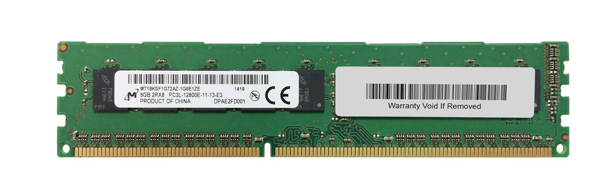 MT18KSF1G72AZ-1G6 Micron 8GB PC3-12800 DDR3-1600MHz ECC Unbuffered CL11 240-Pin DIMM Dual Rank 1.35V Low Voltage Memory Module
