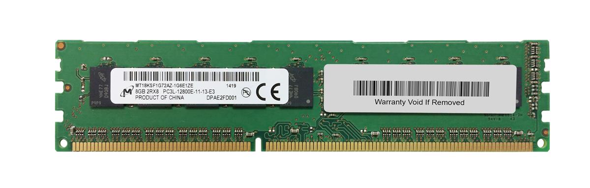 MT18KSF1G72AZ-1G6E1 Micron 8GB PC3-12800 DDR3-1600MHz ECC Unbuffered CL11 240-Pin DIMM Dual Rank 1.35V Low Voltage Memory Module