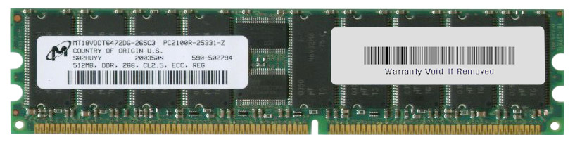 M4L-PC1266RD12825D-512M M4L Certified 512MB 266MHz DDR PC2100 Reg ECC CL2.5 184-Pin Dual Rank x8 DIMM