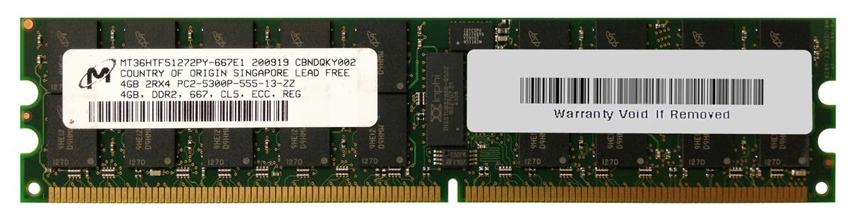 MT36HTF51272PY-667 Micron 4GB PC2-5300 DDR2-667MHz ECC Registered CL5 240-Pin DIMM Dual Rank Memory Module