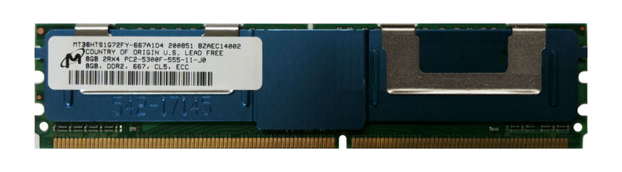 MT36HTS1G72FY-667A1D4 Micron 8GB PC2-5300 DDR2-667MHz ECC Fully Buffered CL5 240-Pin DIMM Dual Rank Memory Module