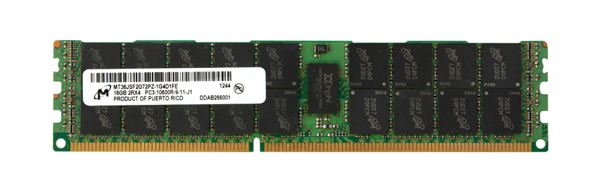 MT36JSF2G72PZ-1G4D1FE Micron 16GB PC3-10600 DDR3-1333MHz ECC Registered CL9 240-Pin DIMM Dual Rank Memory Module