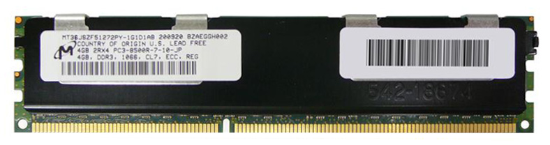 MT36JSZF51272PY-1G1D1 Micron 4GB PC3-8500 DDR3-1066MHz ECC Registered CL7 240-Pin DIMM Dual Rank Memory Module