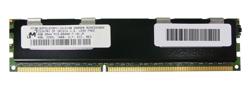 MT36JSZF51272PY-1G1D1AB Micron 4GB PC3-8500 DDR3-1066MHz ECC Registered CL7 240-Pin DIMM Dual Rank Memory Module