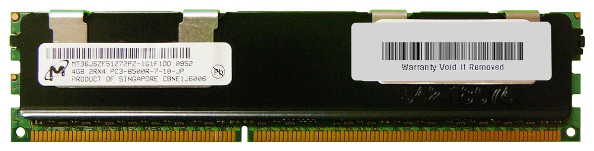 MT36JSZF51272PZ-1G1F1 Micron 4GB PC3-8500 DDR3-1066MHz ECC Registered CL7 240-Pin DIMM Dual Rank Memory Module