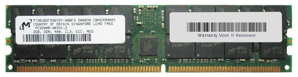 MT36VDDF25672Y-40BF3 Micron 2GB PC3200 DDR-400MHz Registered ECC CL3 184-Pin DIMM 2.5V Dual Rank Memory Module