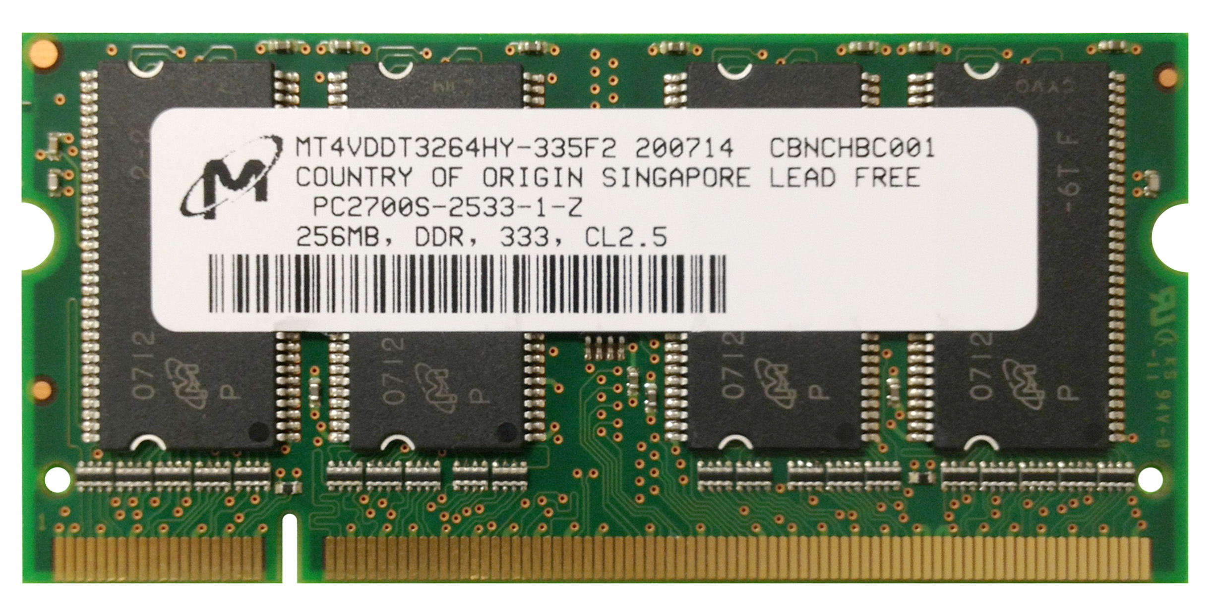 M4L-PC1333ND1S1625S-256M M4L Certified 256MB 333MHz DDR PC2700 Non-ECC CL2.5 200-Pin Single Rank x16 SoDimm