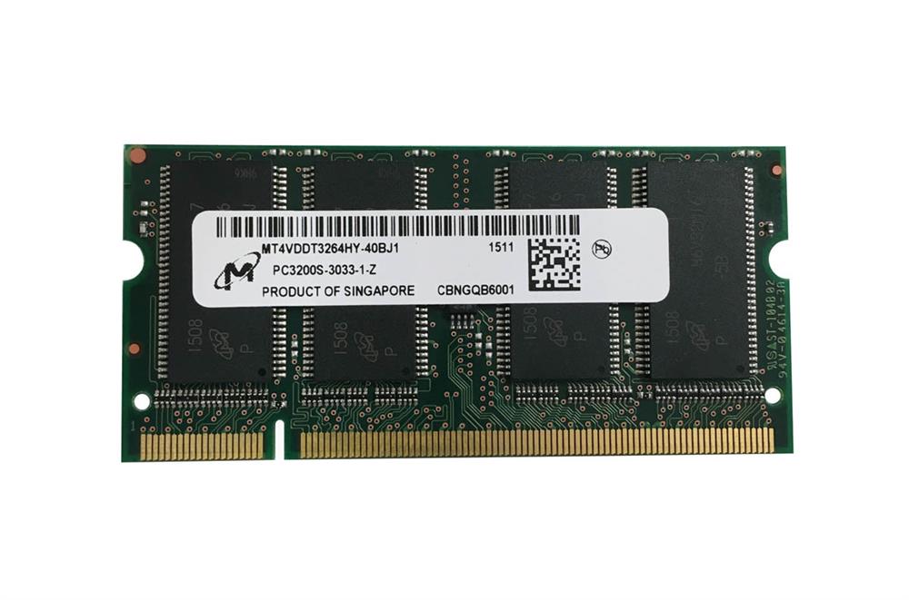 MT4VDDT3264HY-40B Micron 256MB PC3200 DDR-400MHz non-ECC Unbuffered CL3 200-Pin SoDimm Single Rank Memory Module