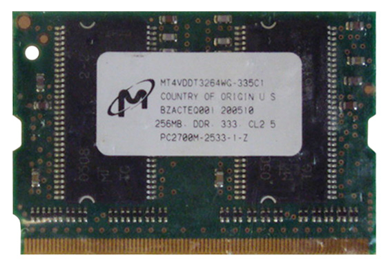 MT4VDDT3264WG-335C1 Micron 256MB PC2700 DDR-333MHz non-ECC Unbuffered CL2.5 172-Pin MicroDIMM Memory Module