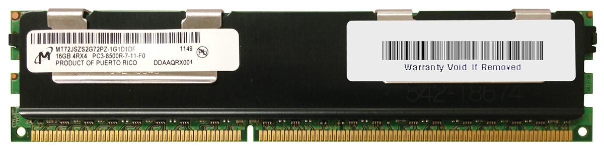 MT72JSZS2G72PZ-1G1D1DF Micron 16GB PC3-8500 DDR3-1066MHz ECC Registered CL7 240-Pin DIMM Quad Rank Memory Module