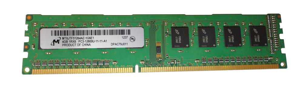 MT8JTF51264AZ-1G6E1 Micron 4GB PC3-12800 DDR3-1600MHz non-ECC Unbuffered CL11 240-Pin DIMM Single Rank Memory Module