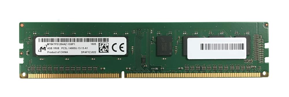 MT8KTF51264AZ-1G9 Micron 4GB PC3-14900 DDR3-1866MHz non-ECC Unbuffered CL13 240-Pin DIMM Single Rank 1.35V Low Voltage Memory Module