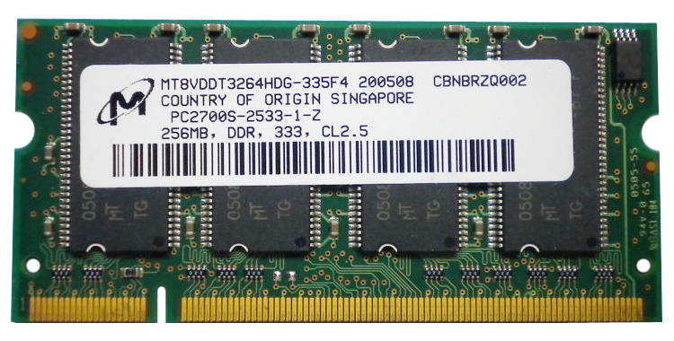 M4L-PC1333X64SC25-256 M4L Certified 256MB 333MHz DDR PC2700 Non-ECC CL2.5 200-Pin Dual Rank x16 SoDimm
