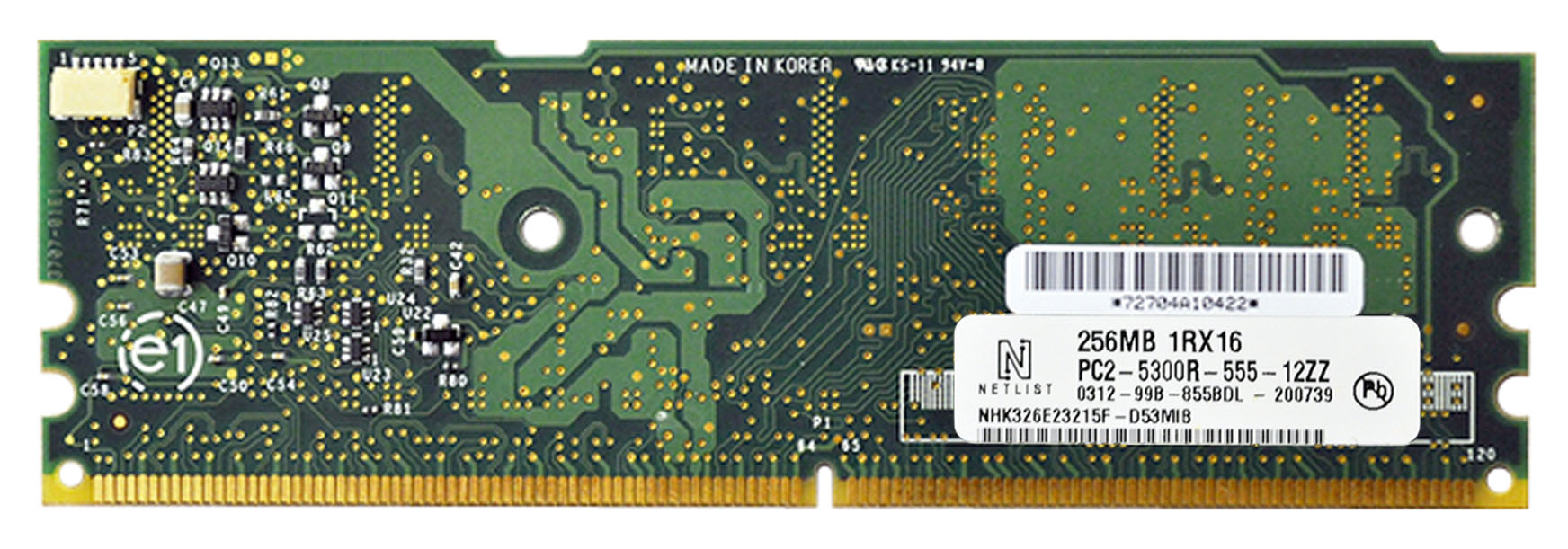 NHK326E23215F-D53MIB NetList 256MB PC2-5300 DDR2-667MHz ECC Registered CL5 240-Pin DIMM Single Rank Memory Module