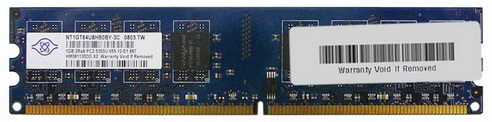 NT1GT64U8HB0BY-3C Nanya 1GB PC2-5300 DDR2-667MHz non-ECC Unbuffered CL5 240-Pin DIMM Dual Rank Memory Module