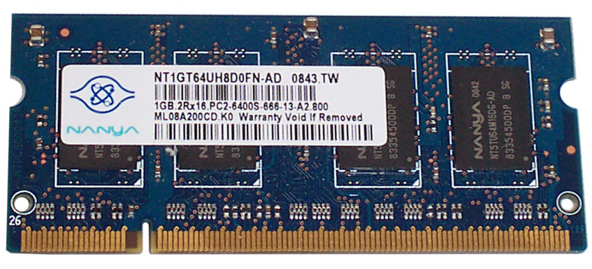 M4L-PC2800D2S6-1G M4L Certified 1GB 800MHz DDR2 PC2-6400 Non-ECC CL6 200-Pin Dual Rank x8 SoDimm