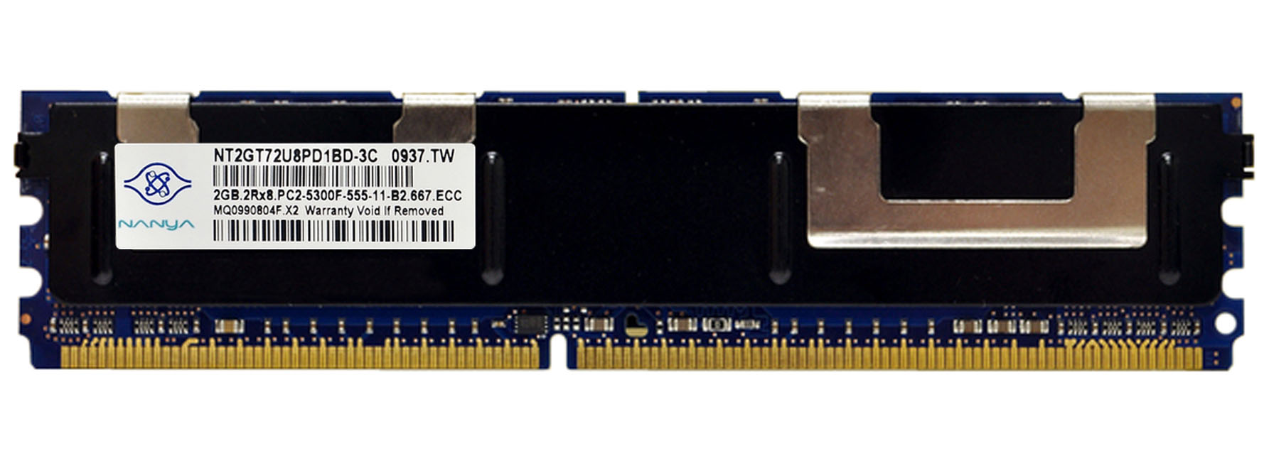 NT2GT72U8PD1BD-3C Nanya 2GB PC2-5300 DDR2-667MHz ECC Fully Buffered CL5 240-Pin DIMM Dual Rank Memory Module