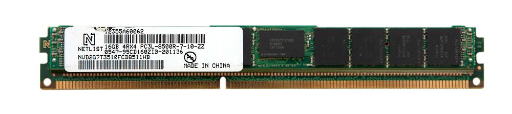 NVD2G7T3510FCD85I1HB NetList 16GB PC3-8500 DDR3-1066MHz ECC Registered CL7 240-Pin DIMM 1.35V Low Voltage Very Low Profile (VLP) Quad Rank Memory Module
