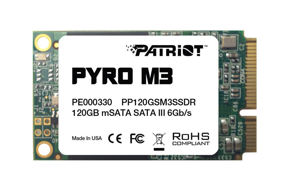 PP120GSM3SSDR Patriot Pyro M3 Series 120GB MLC SATA 6Gbps mSATA Internal Solid State Drive (SSD)