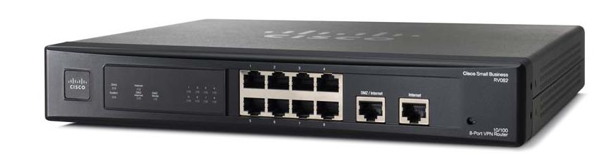 RV082-OB Cisco RV082 8-Port 10/100Mbps Fast Ethernet Dual WAN VPN Router (Refurbished)