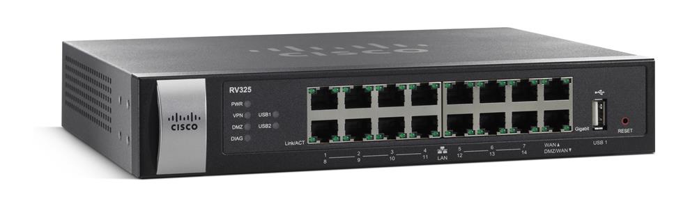 RV325-K9-NA Cisco RV325 16-Port Gigabit Dual WAN VPN Desktop Router (Refurbished)