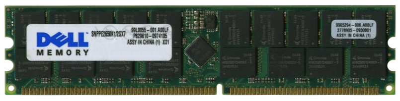 SNPPE2650K1/2GX7 Dell 2GB PC2100 DDR-266MHz ECC Registered CL2.5 184-Pin DIMM Memory Module