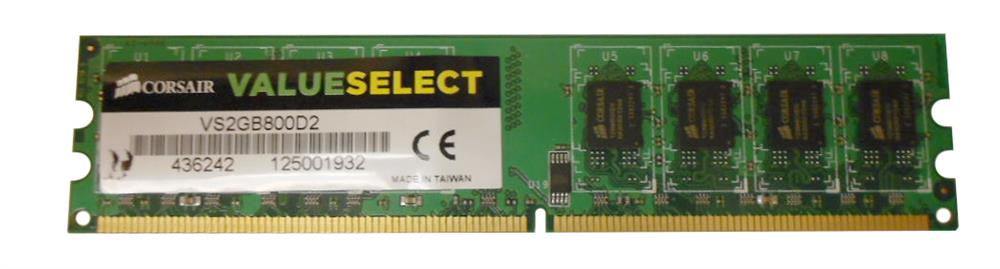 VS2GB800D2 Corsair Value Select 2GB PC2-6400 DDR2-800MHz non-ECC Unbuffered CL5 240-Pin Memory Module