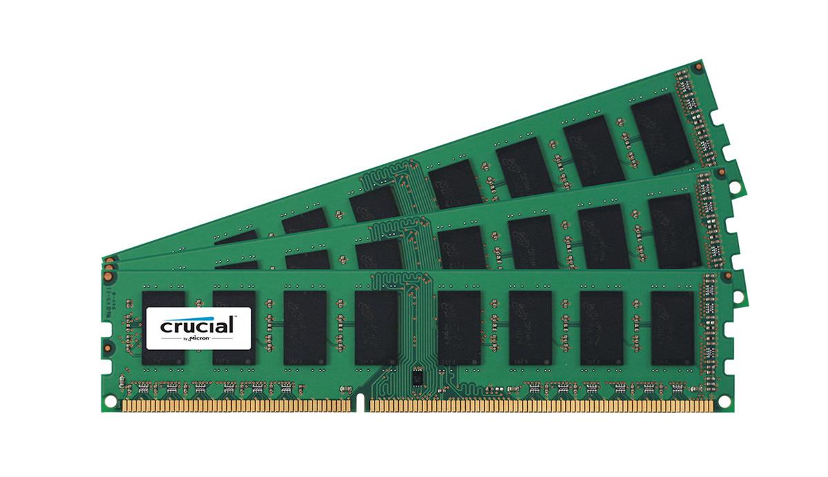 CT3KIT51264BD1339 Crucial 12GB Kit (3 X 4GB) PC3-10600 DDR3-1333MHz non-ECC Unbuffered CL9 240-Pin DIMM 1.35V Low Voltage Dual Rank Memory