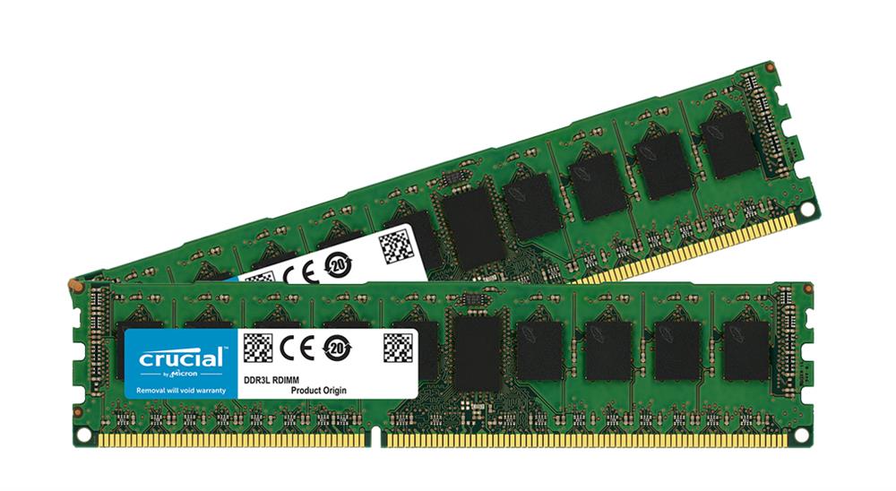 CT2K8G3ERSLD8160B Crucial 16GB Kit (2 X 8GB) PC3-12800 DDR3-1600MHz Registered ECC CL11 240-Pin DIMM 1.35V Low Voltage Dual Rank Memory
