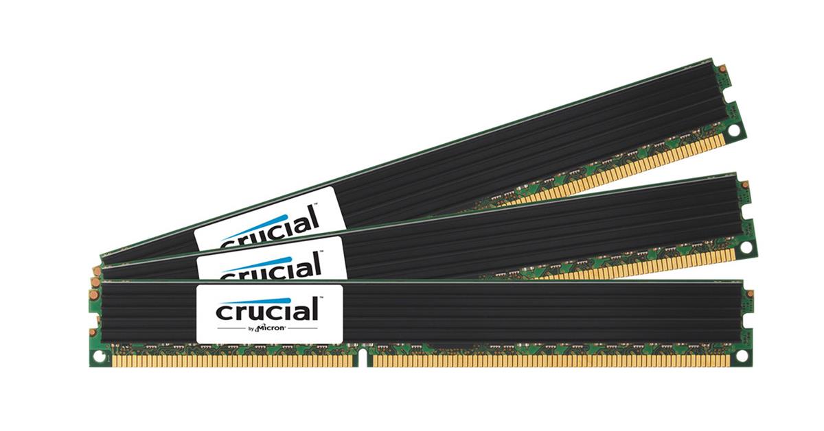 CT3KIT51272BV1339 Crucial 12GB Kit (3 X 4GB) PC3-10600 DDR3-1333MHz ECC Registered CL9 Low Profile 240-Pin DIMM Dual Rank Memory