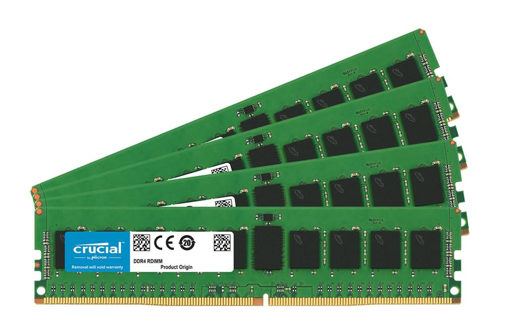 CT7606288 Crucial 64GB Kit (4 X 16GB) PC4-19200 DDR4-2400MHz ECC Registered CL17 288-Pin DIMM 1.2V Dual Rank Memory for Supermicro SuperServer F628R3-FT
