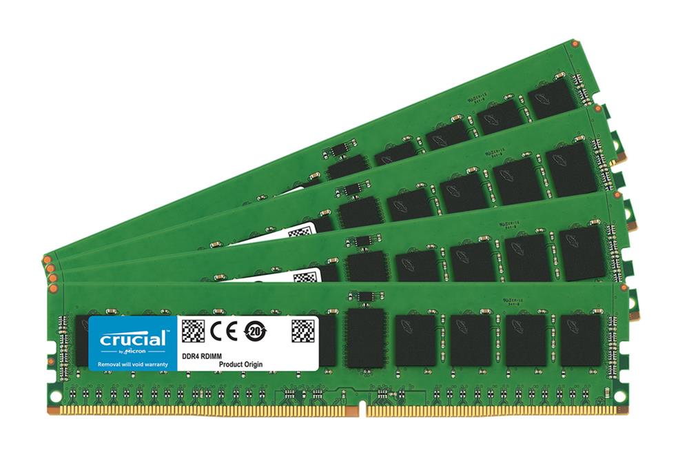 CT7606355 Crucial 64GB Kit (4 X 16GB) PC4-19200 DDR4-2400MHz ECC Registered CL17 288-Pin DIMM 1.2V Dual Rank Memory for Supermicro X10DRi-LN4+