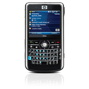 FB050AA#ABA HP iPAQ 910c Business Messenger Smartphone Wireless LAN Bar Black SIM Windows Mobile 6.1 Professional Marvell416 MHz 256 MB Built-in Memory 128 MB 2.5-inch LCD 320 x 240 3.2 Megapixel CameraQuad Band GPS Reciever Bluetooth USB 7.50 Hour Talk Time