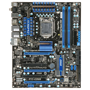 P55-GD80 MSI Socket LGA 1156 Intel P55 Chipset Core i7 / i5 Processors Support DDR3 4x DIMM 8x SATA 3.0Gb/s ATX Motherboard (Refurbished)