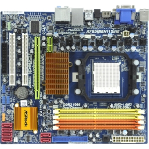 A785GMH/128M ASRock Socket AM2+/AM2/AM3 AMD 785G + SB710 Chipset AMD Phenom FX/ AMD Phenom II X6/ Phenom II X4/ Phenom II X3/ Phenom II X2/ AMD Athlon II X4/ Athlon II X3/ Athlon II X2/ AMD Athlon 64 FX/ Athlon 64 X2 Dual-Core/ Athlon X2 Dual-Core/ Athlon 64/ AMD Sempron Processors Support DDR2 4x DIMM 6x SATA2 3.0Gb/s Micro-ATX Motherboard (Refurbished)