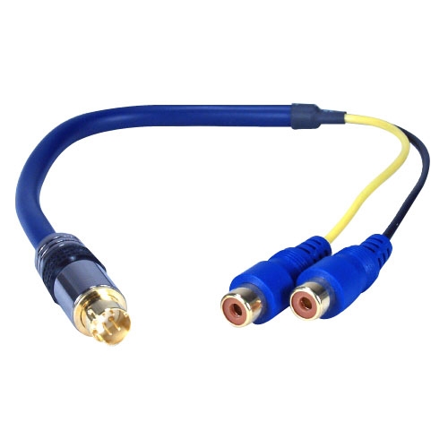 CSV2RCAF QVS 12-Inch Premium S-Video Male to 2 Female Adapter Cable