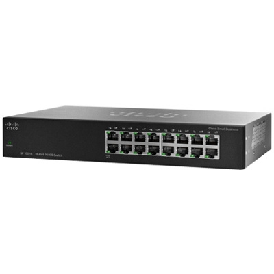 SF100-16 Cisco 16-Port 10/100 Unmanaged Rack Mount Switch (Refurbished)