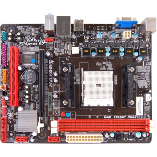 A55ML2 Biostar Socket FM2 AMD A55 Chipset AMD A-Series/ AMD E2-Series/ AMD Athlon II X4 Processors Support DDR3 2x DIMM 4x SATA2 3.0Gb/s Micro-ATX Motherboard (Refurbished)