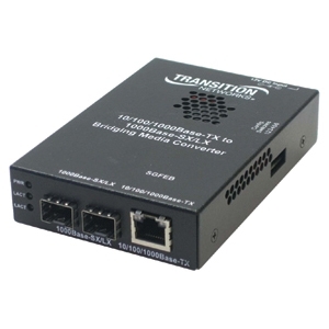 SGFEB1040-140-LA Transition 10/100/1000Base-TX to 2 1000Base-X SFP Media Converter