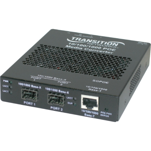 SGPOE1013-100-LA Transition Power Over Ethernet PSE Media Converter