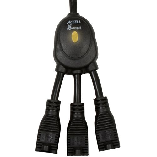 D080B-019K Accell 3ft Powersquid Jr 3 To 1 Cord Cabl Outlet MultIPlier Black