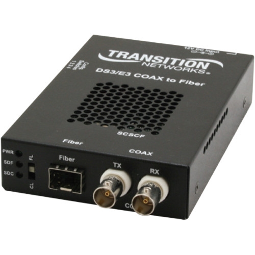 SCSCF3014-110-SA Transition Networks Stand-Alone BNC / SC Single mode up to 12.4 miles - DS-3/E-3/STS-1 - 1310nm Media Converter