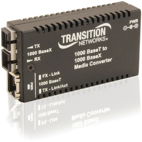 M/GE-T-SX-01-EU Transition 1000Base-T (RJ-45) to 1000Base-SX 850 NM Multi-Mode (SC) for Gigabit Ethernet Stand-Alone Media Converter