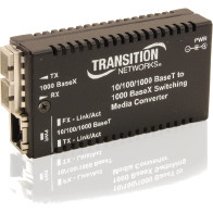 M/GE-PSW-LX-01-EU Transition 10/100/1000Base-T (RJ-45) to 1000Base-LX 1310 NM Single-Mode (SC) 10 Kilometers/6.2 Miles for Ethernet Mini Stand-Alone Media Converter