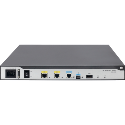 JG411A HP MSR2003 AC Router 2 Ports Management Port 3 Slots Gigabit Ethernet 1U Rack-mountable, Desktop (Refurbished)
